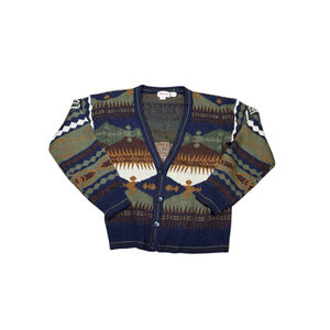 Vintage campus western pattern cardigan